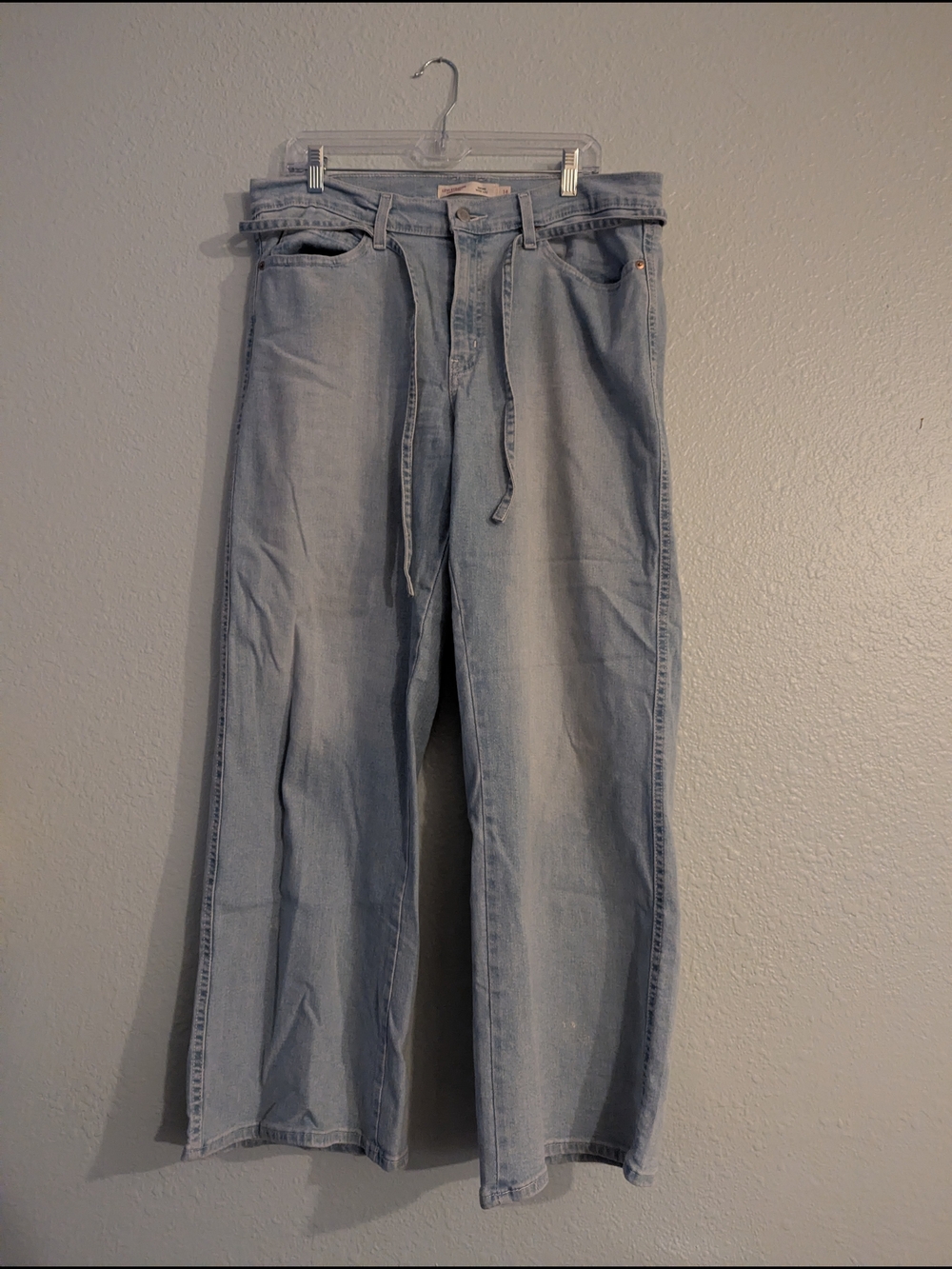 Signature by Levi Strauss Pale Blue Wide-Leg Jeans with Tie